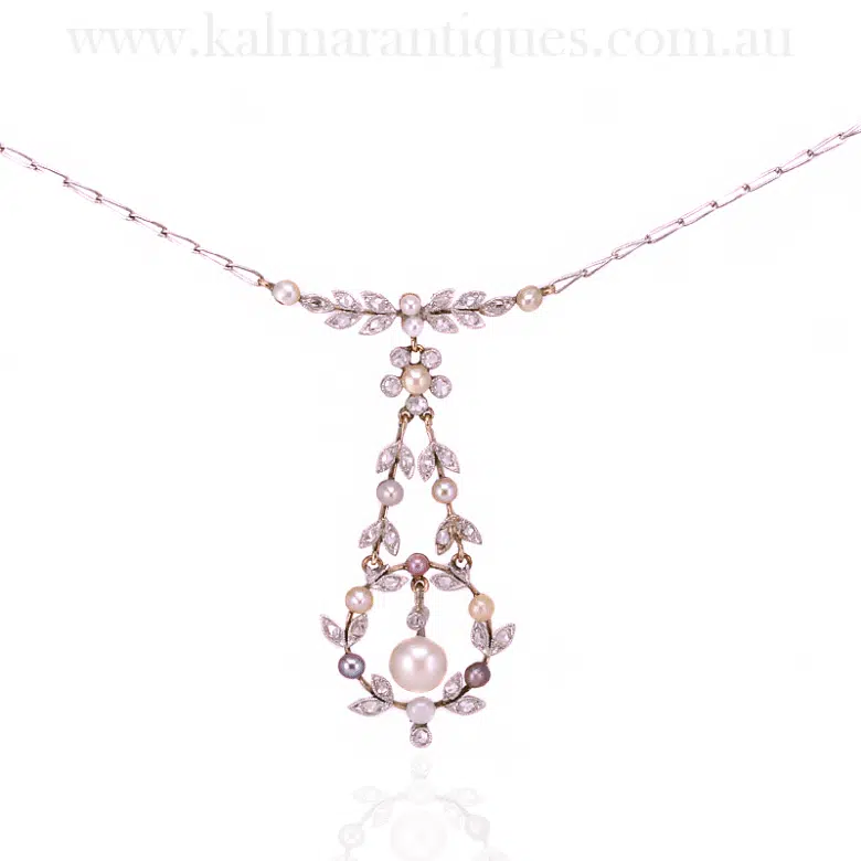 Exquisite Art Deco Diamond and Pearl Necklace