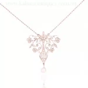 Art Deco diamond and pearl necklace