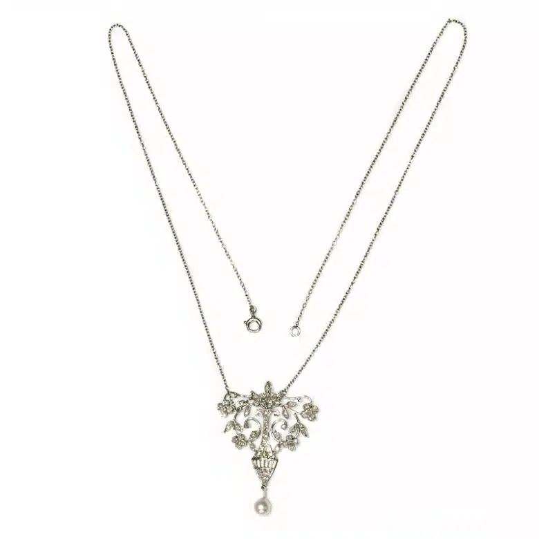 Art Deco diamond and pearl necklace