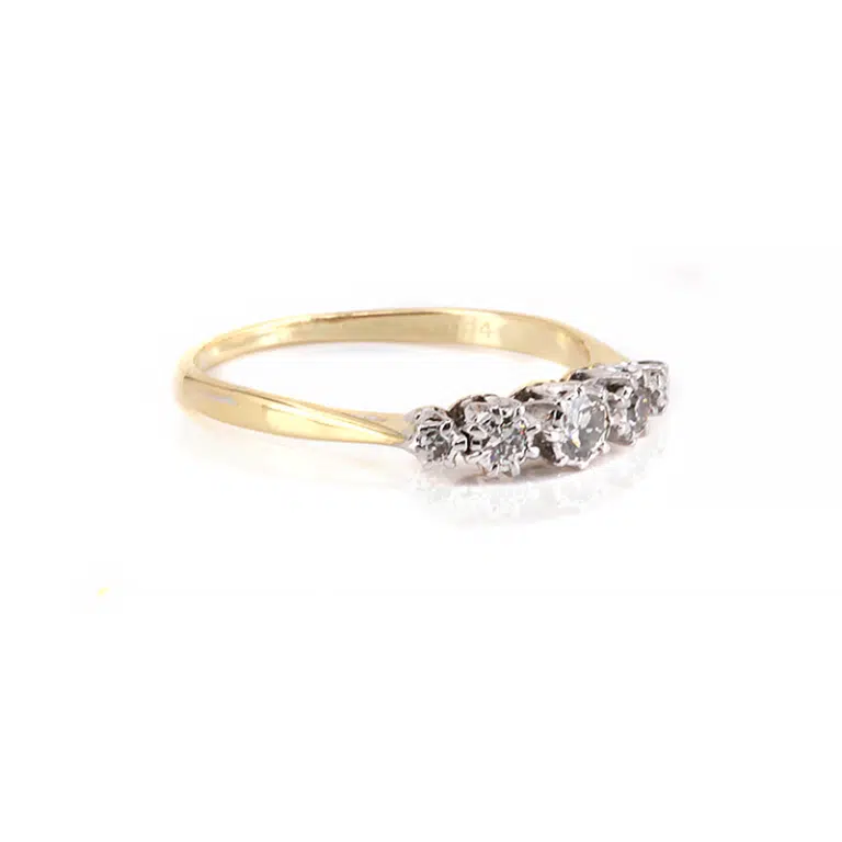 Art Deco 5 stone diamond engagement ring