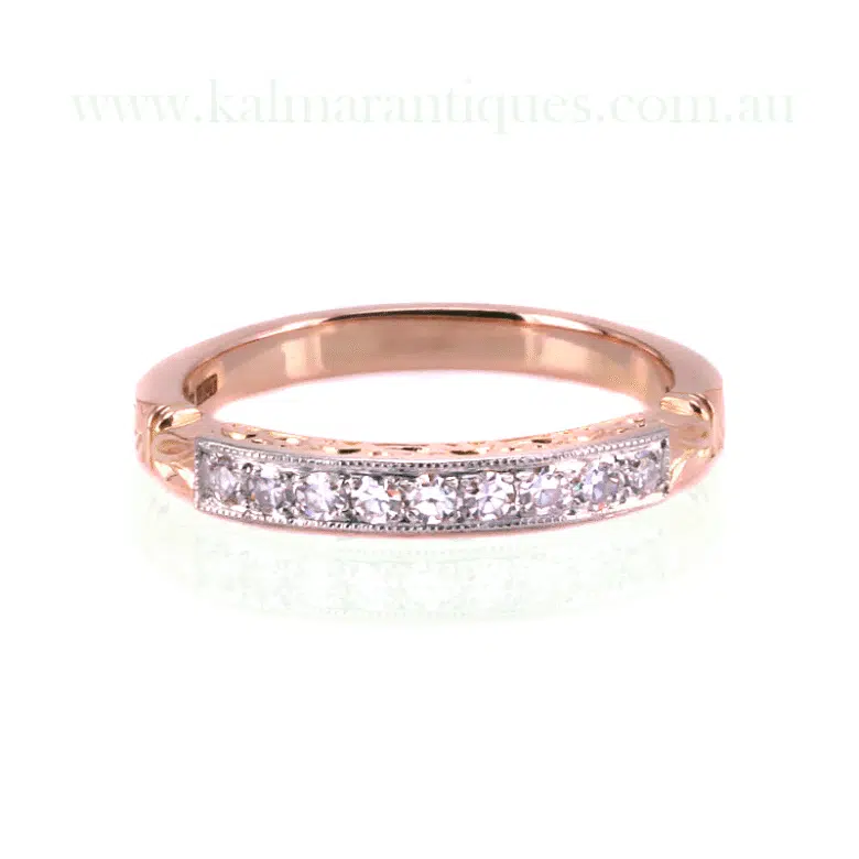Rose gold and platinum diamond ring