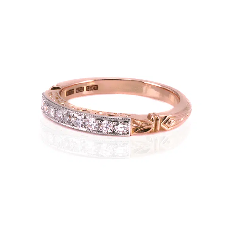 Rose gold and platinum diamond ring