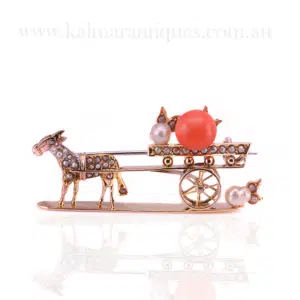 Donkey and cart brooch