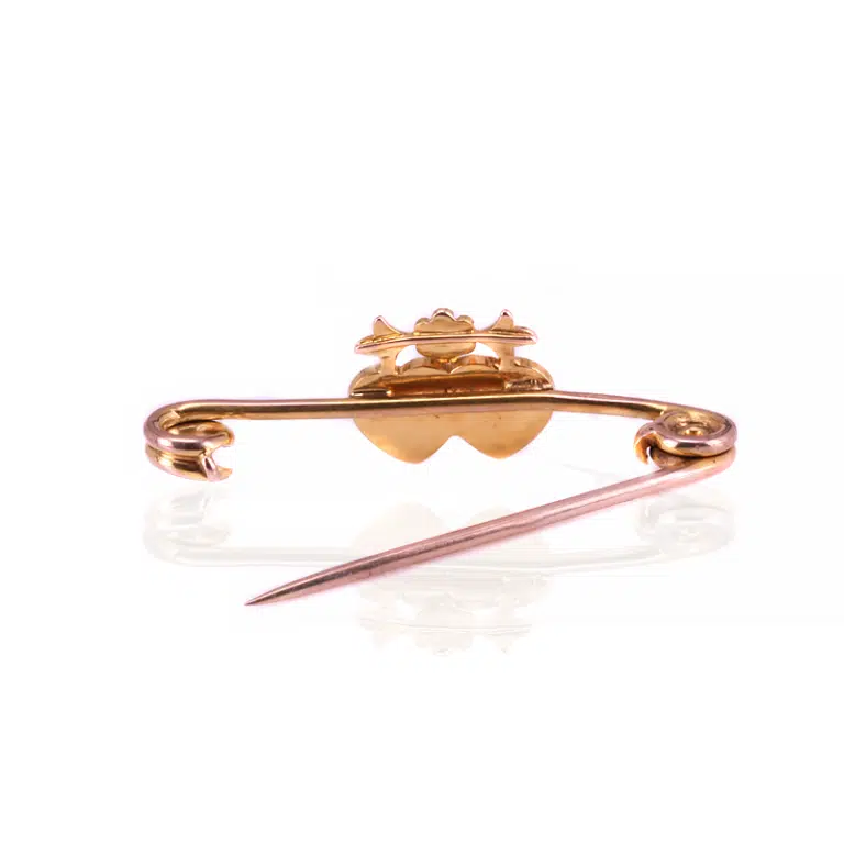 Antique double heart brooch