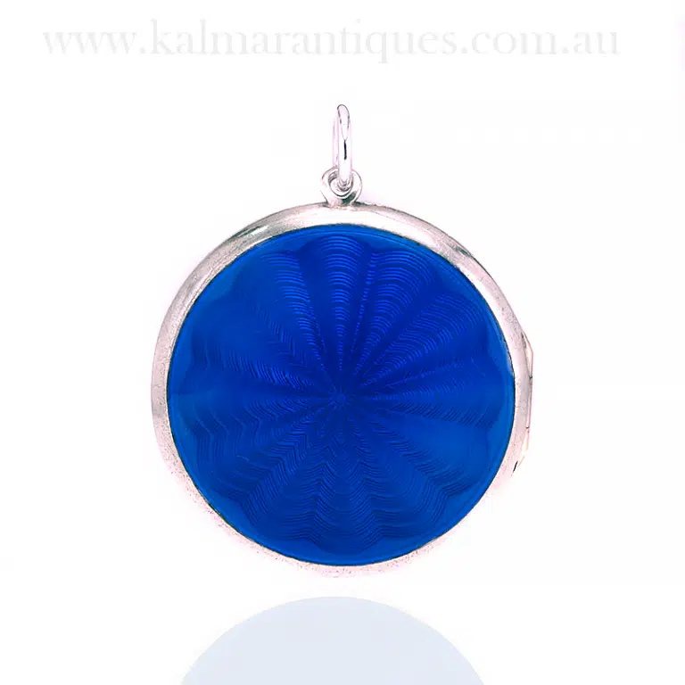 Antique guilloché enamel locket
