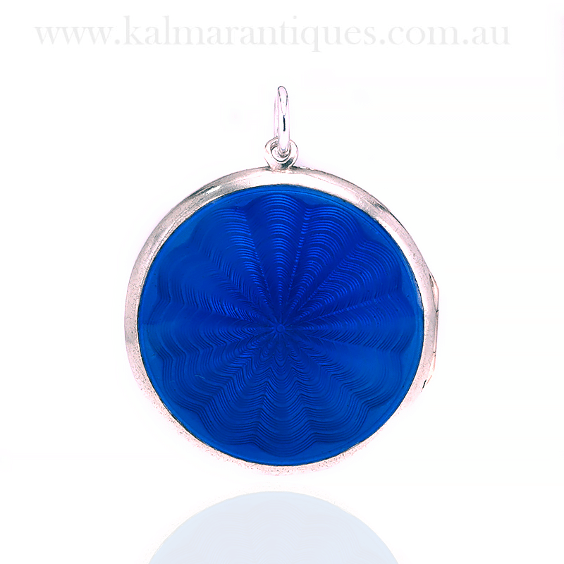 Antique guilloché enamel locket