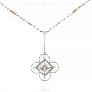 Art Deco pearl and diamond necklace