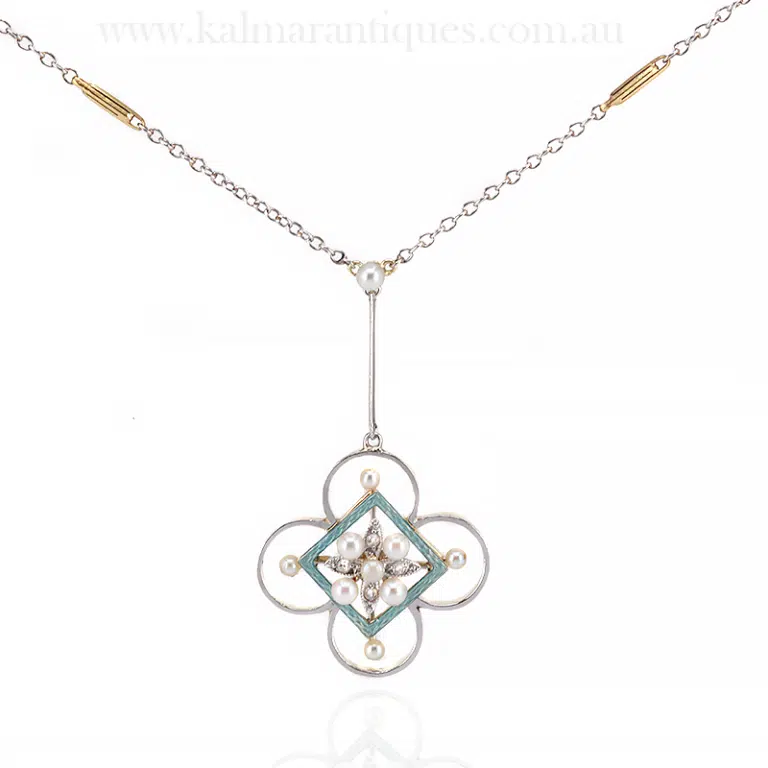 Art Deco pearl and diamond necklace