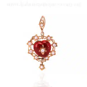 Antique enamel and pearl pendant