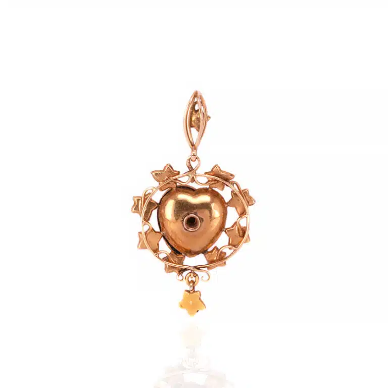 Antique enamel and pearl pendant