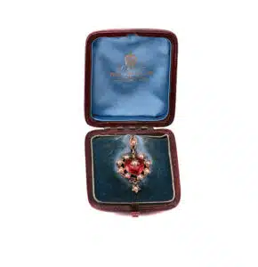 Antique enamel and pearl pendant
