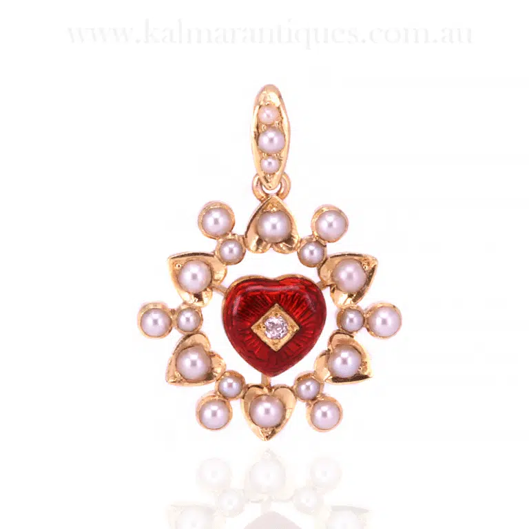 Antique diamond and pearl pendant