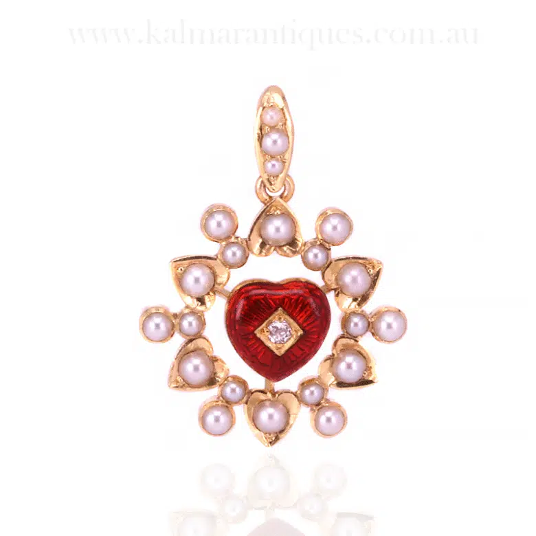 Antique diamond and pearl pendant