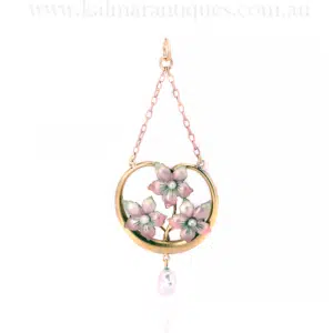 Antique enamel and pearl pendant