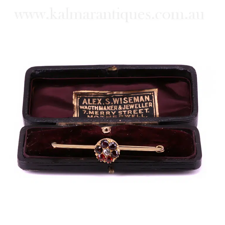 Garnet and diamond antique lapel pin and brooch