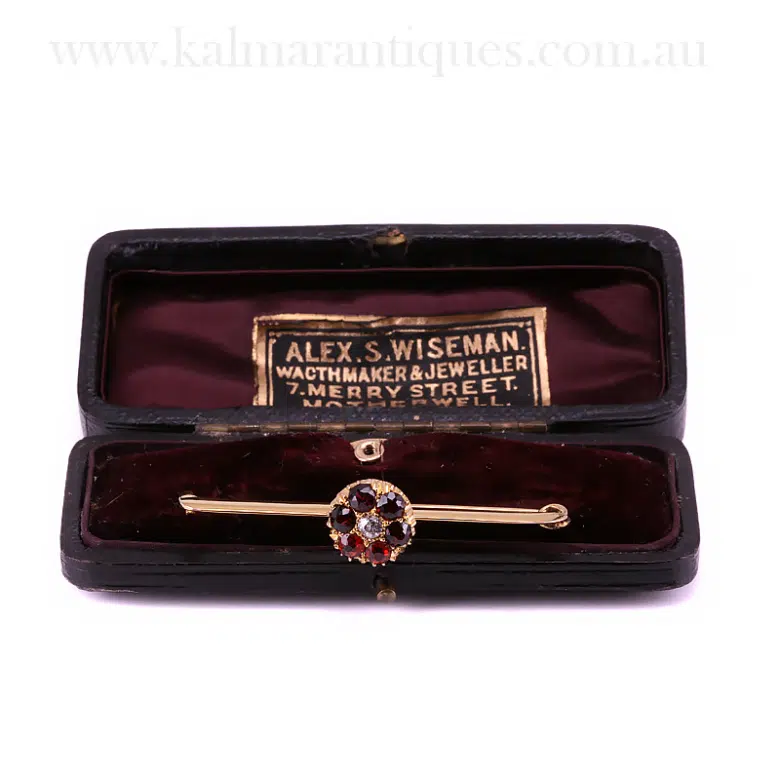Garnet and diamond antique lapel pin and brooch