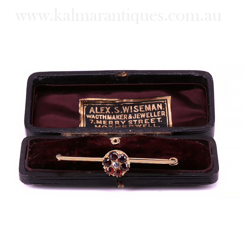Garnet and diamond antique lapel pin and brooch