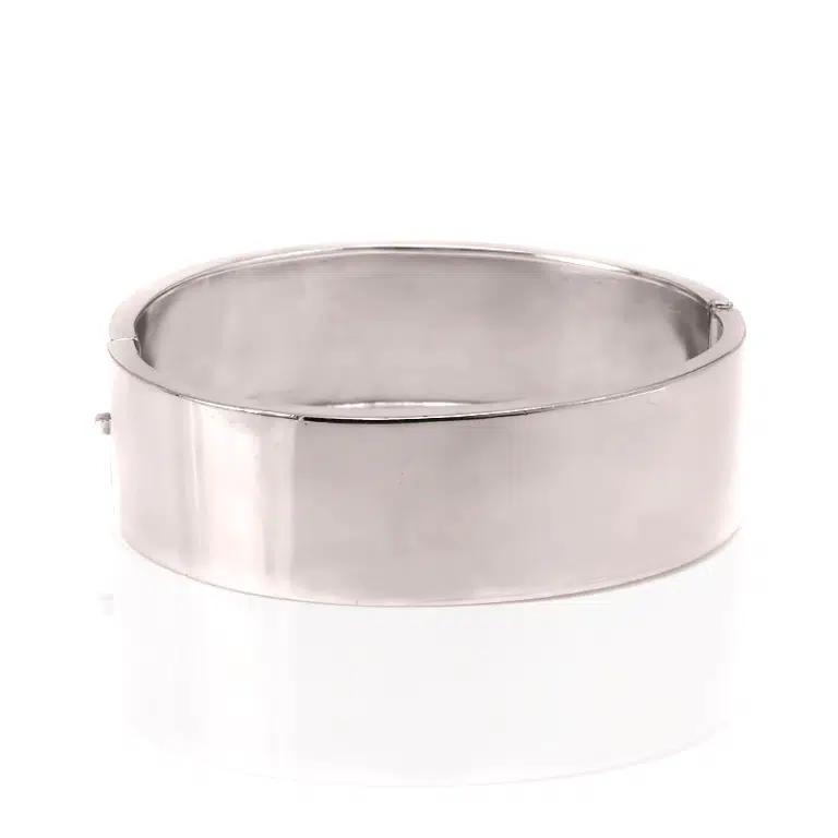Antique sterling silver hinged bangle with ivy