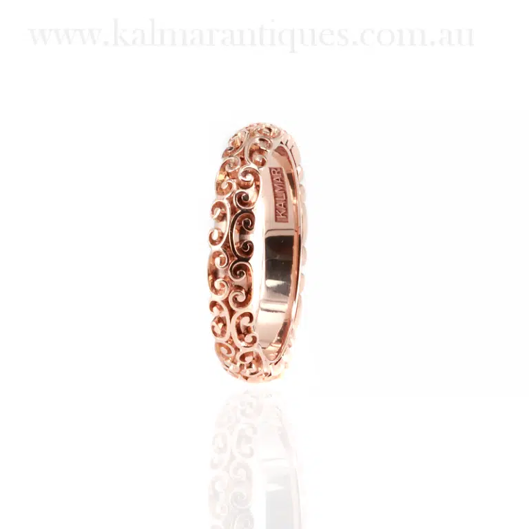 Scroll design wedding band made by our jeweller