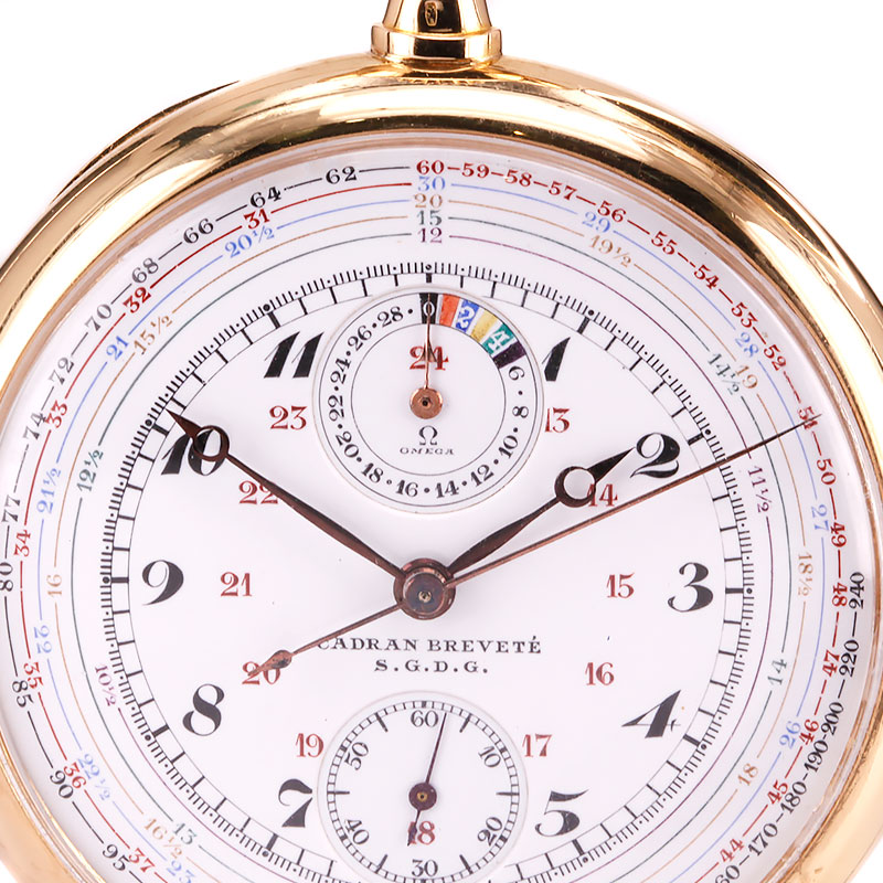 Rare 18 carat yellow gold Omega chrono 