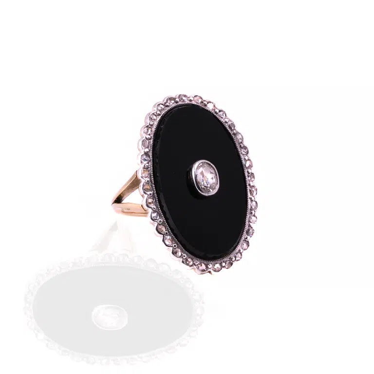 Onyx and diamond Art Deco ring