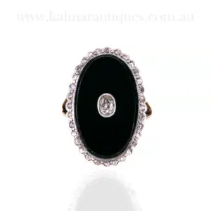 Onyx and diamond Art Deco ring