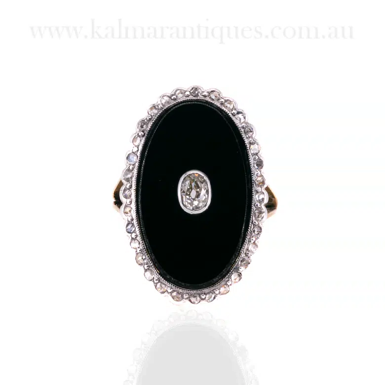 Onyx and diamond Art Deco ring