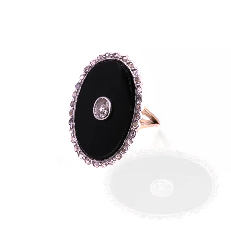 Onyx and diamond Art Deco ring from the 1920s