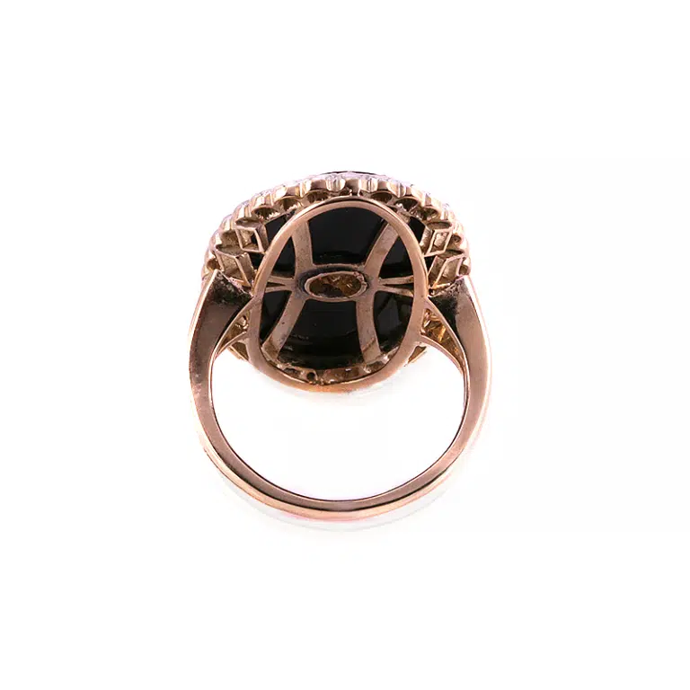 Onyx and diamond Art Deco ring