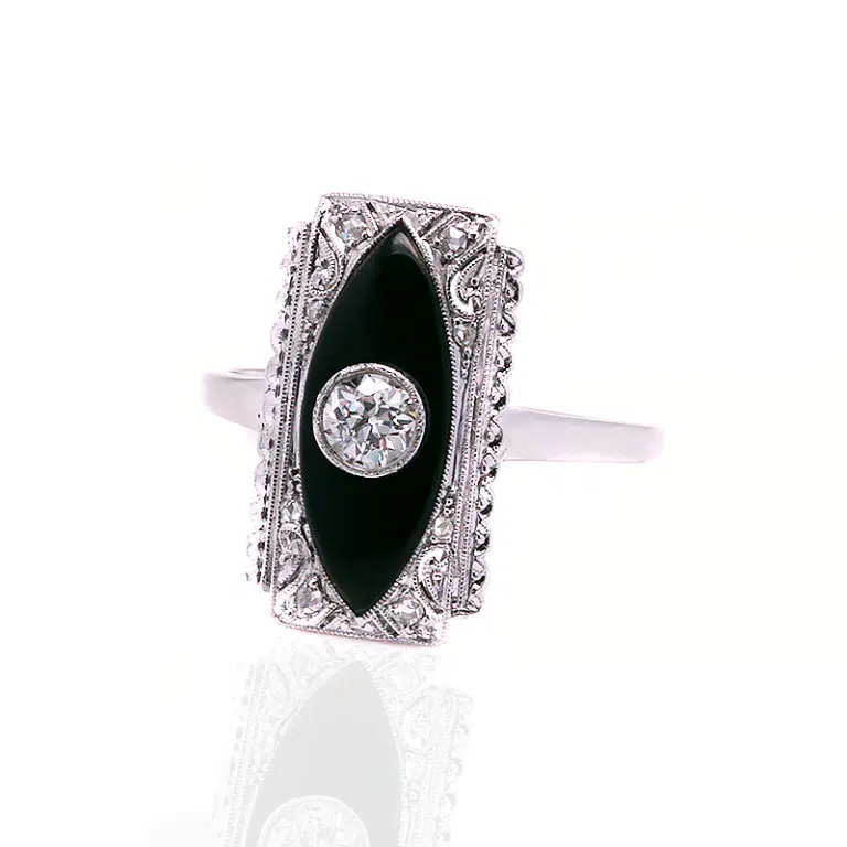 Art Deco Onyx and Diamond Ring