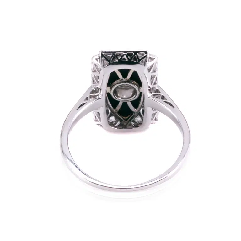 Exquisite 1920's Onyx and Diamond Ring