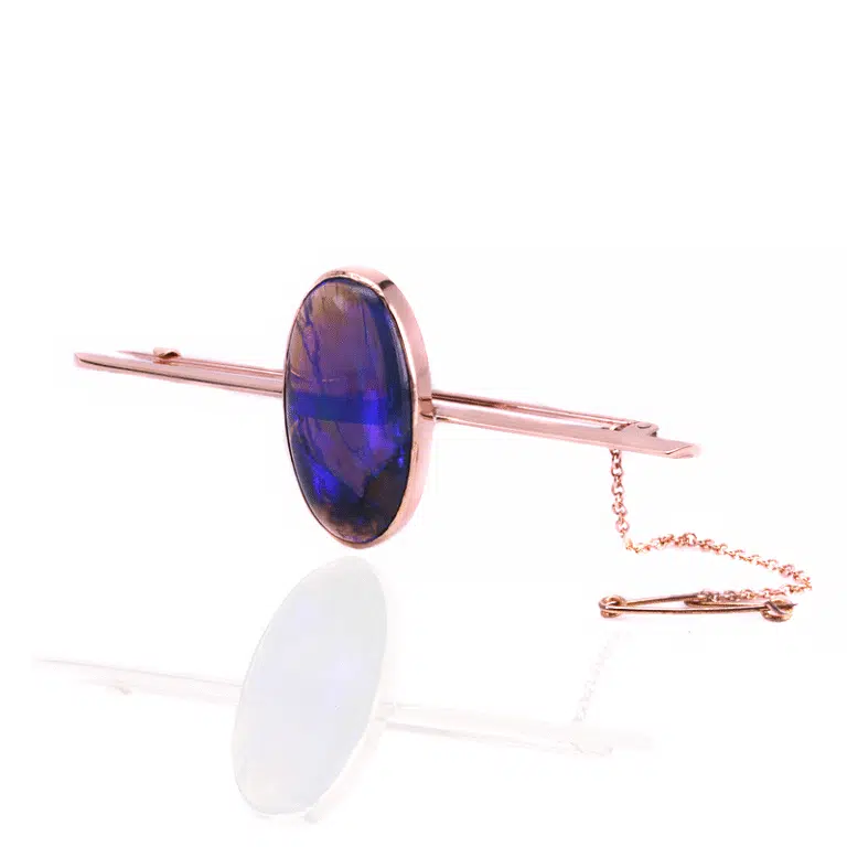 Lightning Ridge black opal brooch