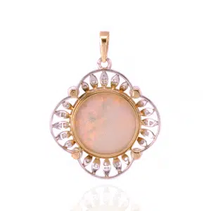 Art Deco opal pearl and diamond pendant