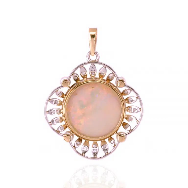 Art Deco opal pearl and diamond pendant