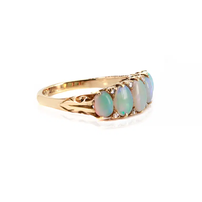 Antique opal and diamond ring