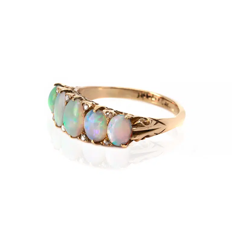 Antique opal and diamond ring