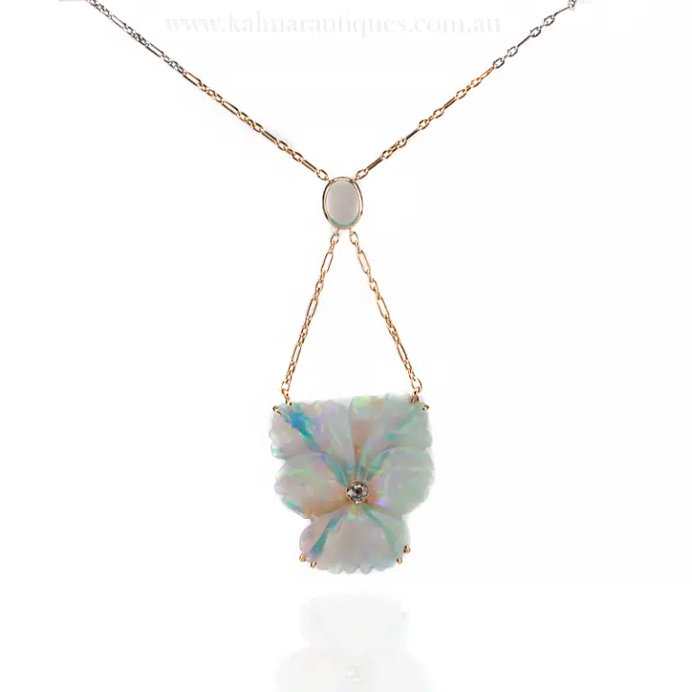 Art Deco opal and diamond necklace