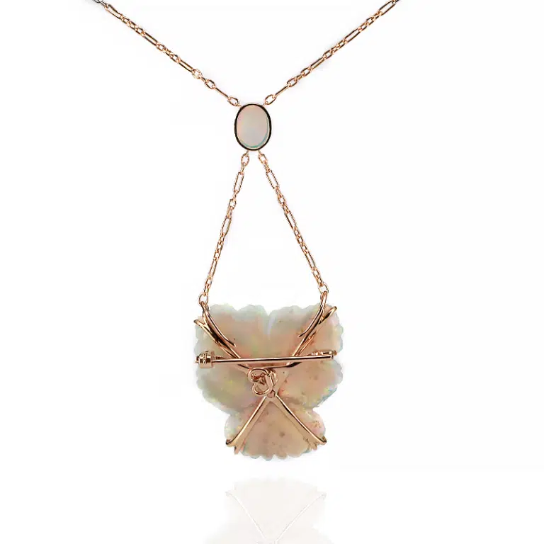 Art Deco opal and diamond necklace and brooch