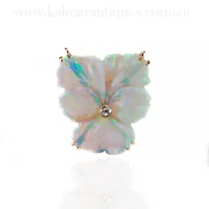 Art Deco opal and diamond brooch
