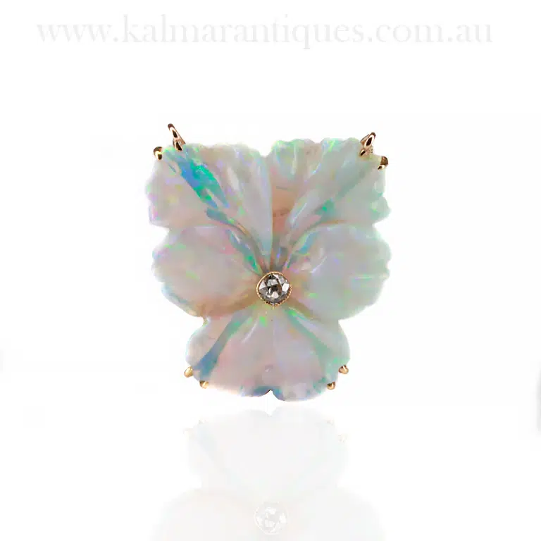 Art Deco opal and diamond brooch