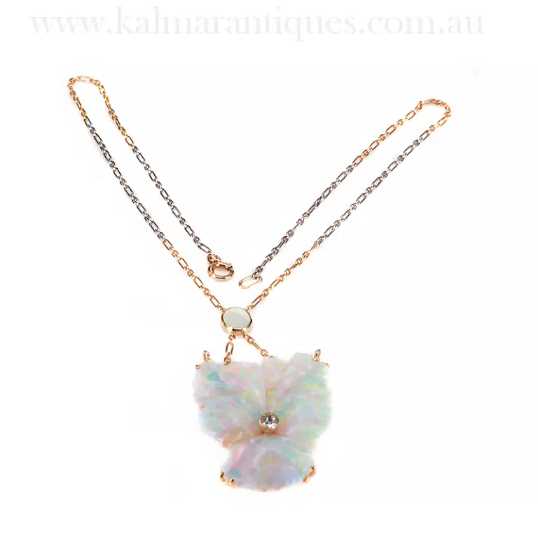 Art Deco opal and diamond necklace