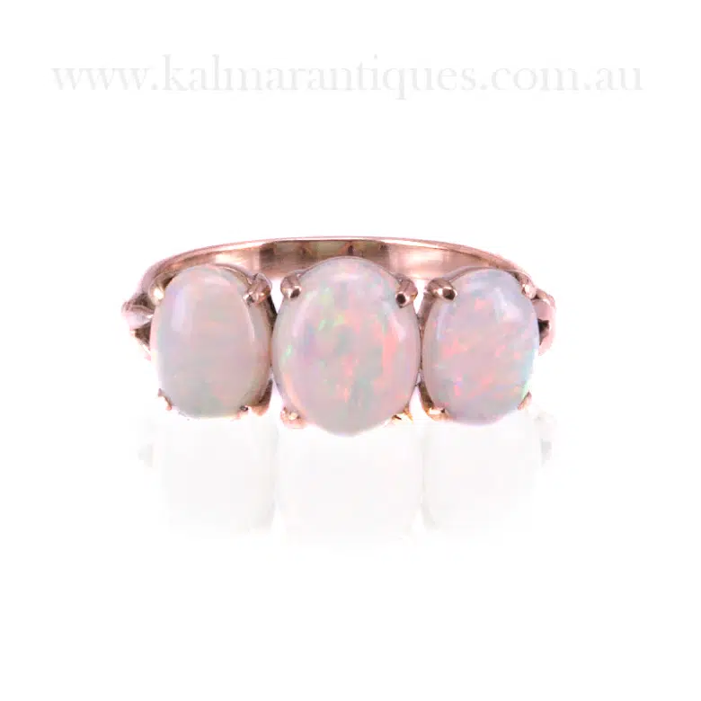 Antique 3 stone opal ring