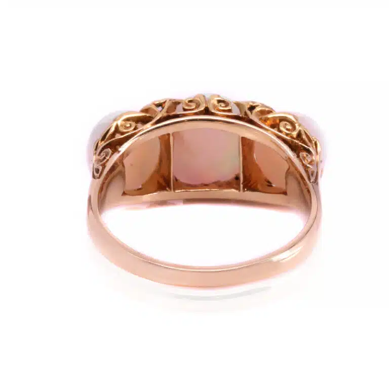 Antique solid opal and diamond ring