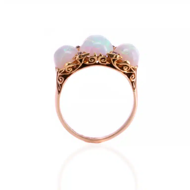 Antique solid opal and diamond ring