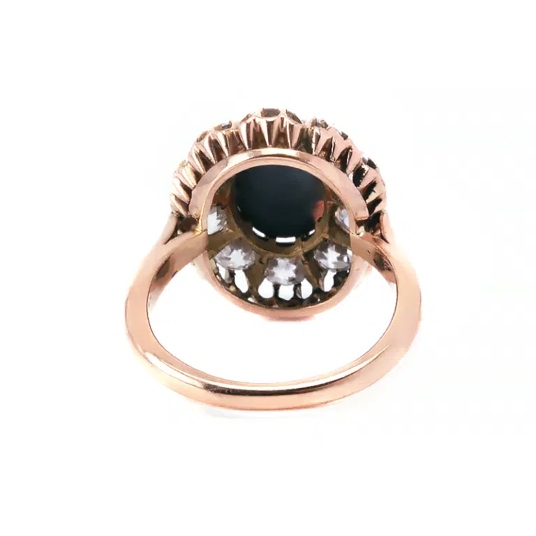 Antique black opal and diamond ring