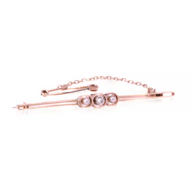 Art Deco diamond and pearl brooch