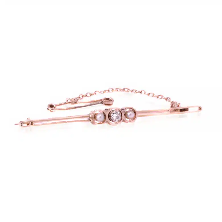 Art Deco diamond and pearl brooch