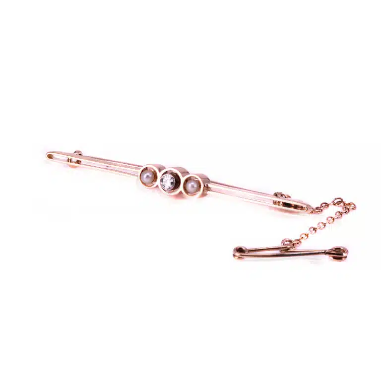 Art Deco diamond and pearl brooch