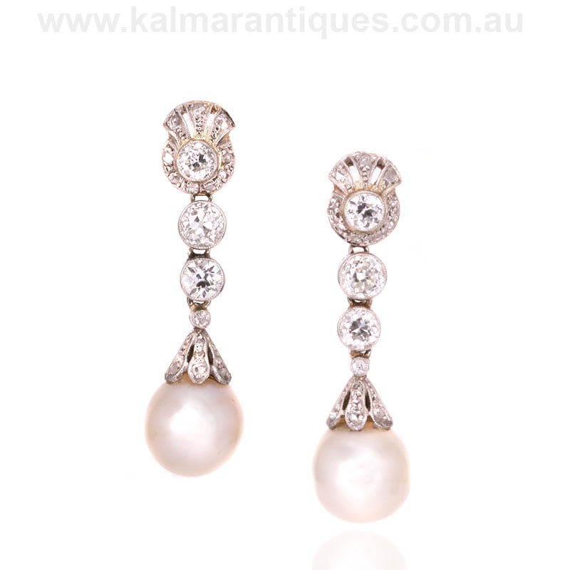 Platinum Art Deco era pearl and diamond 