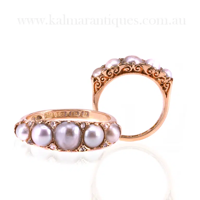 Antique pearl and diamond ring